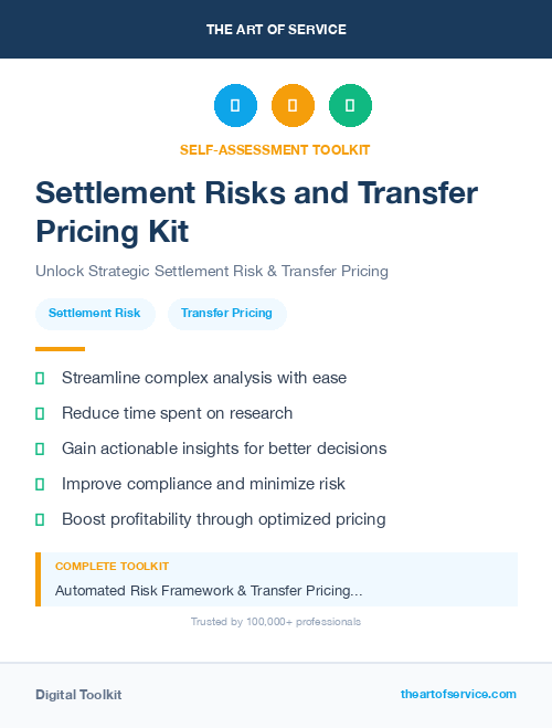 Settlement Risks and Transfer Pricing Kit