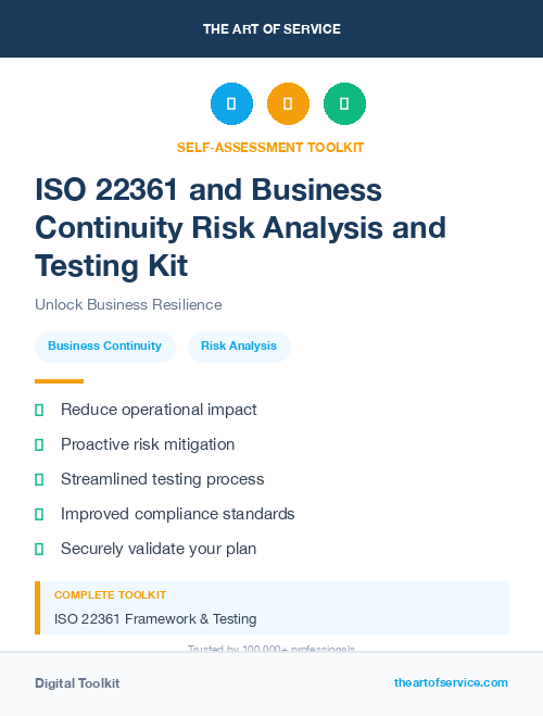 ISO 22361 and Business Continuity Risk Analysis and Testing Kit