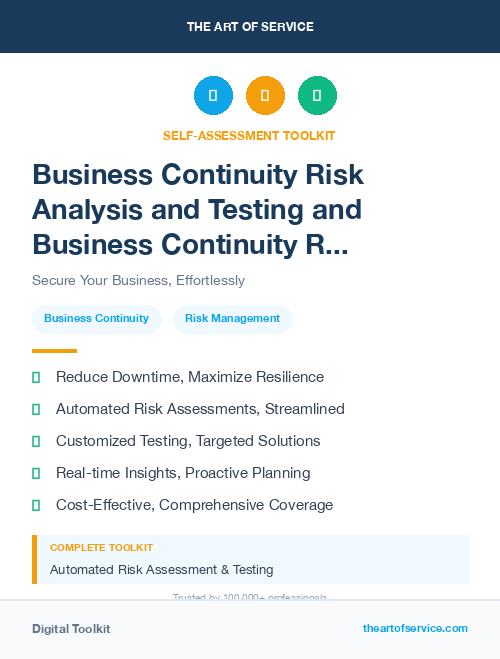 Business Continuity Risk Analysis and Testing and Business Continuity Risk Analysis and Testing Kit