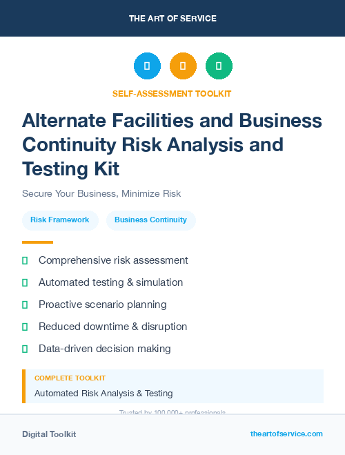 Alternate Facilities and Business Continuity Risk Analysis and Testing Kit