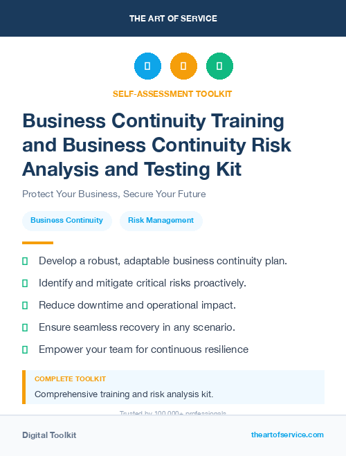 Business Continuity Training and Business Continuity Risk Analysis and Testing Kit