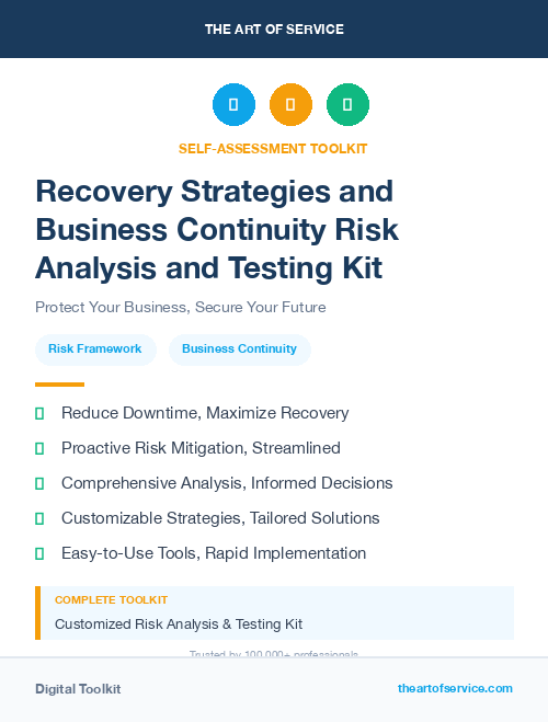 Recovery Strategies and Business Continuity Risk Analysis and Testing Kit