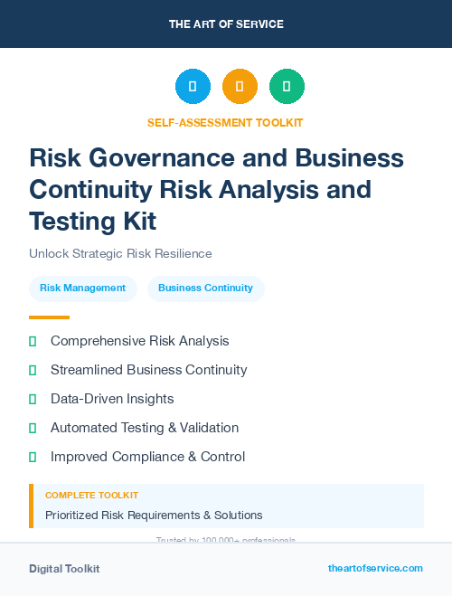 Risk Governance and Business Continuity Risk Analysis and Testing Kit