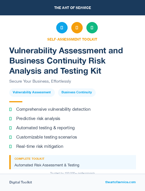 Vulnerability Assessment and Business Continuity Risk Analysis and Testing Kit