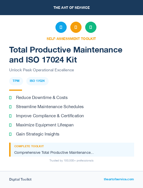 Total Productive Maintenance and ISO 17024 Kit