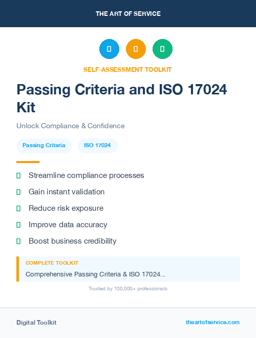 Passing Criteria and ISO 17024 Kit