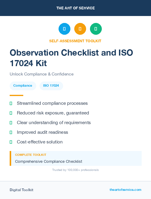 Observation Checklist and ISO 17024 Kit