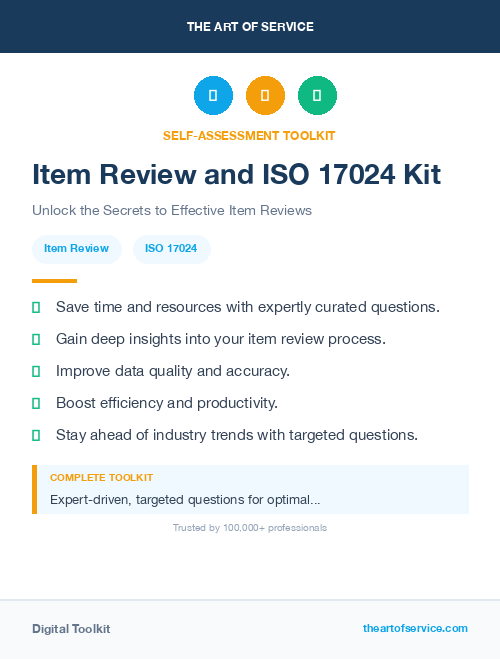 Item Review and ISO 17024 Kit