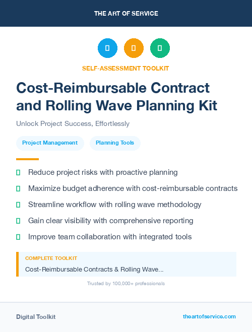 Cost-Reimbursable Contract and Rolling Wave Planning Kit