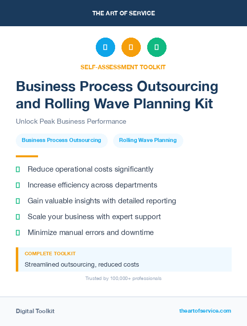 Business Process Outsourcing and Rolling Wave Planning Kit