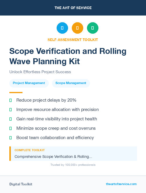 Scope Verification and Rolling Wave Planning Kit