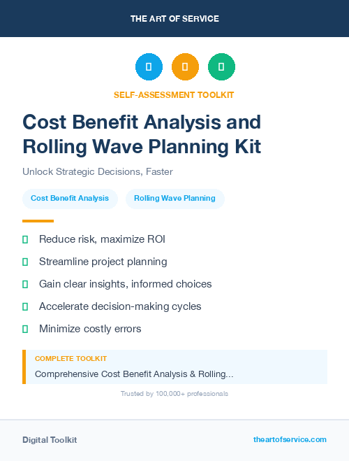 Cost Benefit Analysis and Rolling Wave Planning Kit