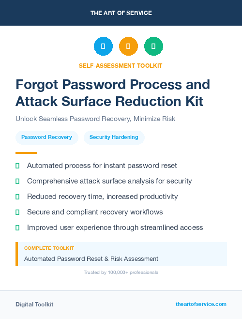 Forgot Password Process and Attack Surface Reduction Kit