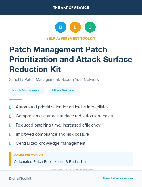 Patch Management Patch Prioritization and Attack Surface Reduction Kit