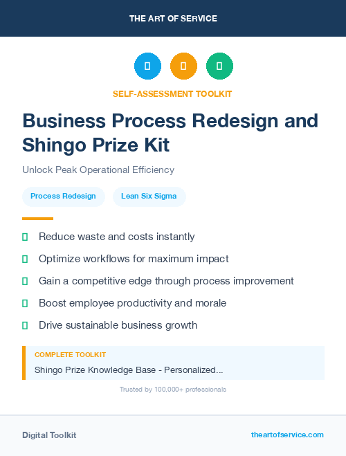 Business Process Redesign and Shingo Prize Kit