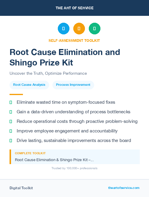 Root Cause Elimination and Shingo Prize Kit