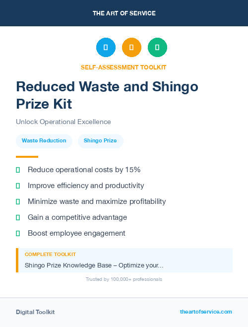 Reduced Waste and Shingo Prize Kit