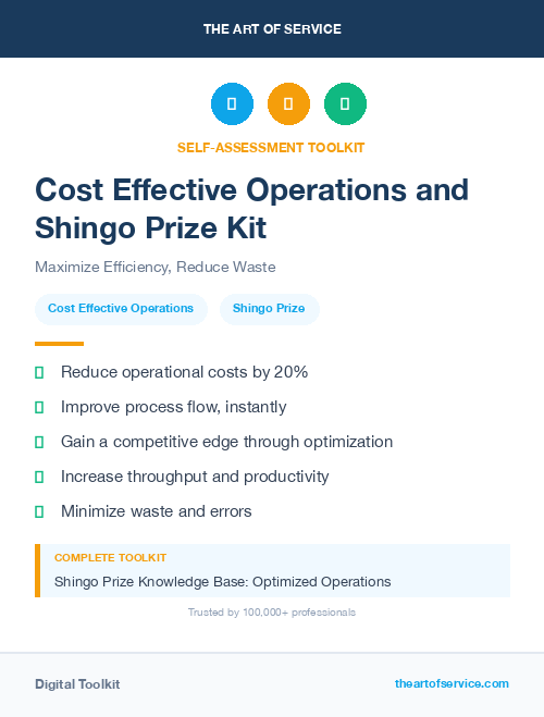 Cost Effective Operations and Shingo Prize Kit