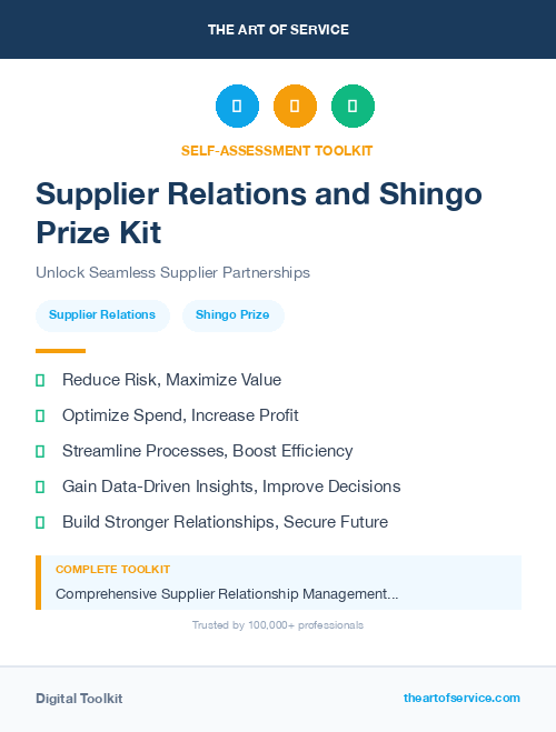Supplier Relations and Shingo Prize Kit