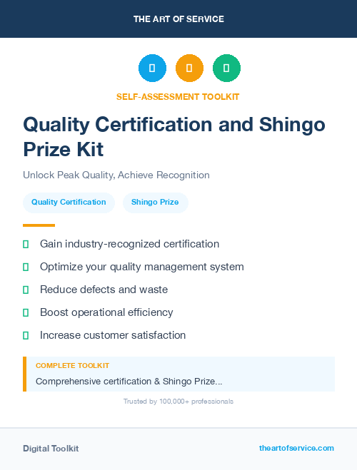 Quality Certification and Shingo Prize Kit