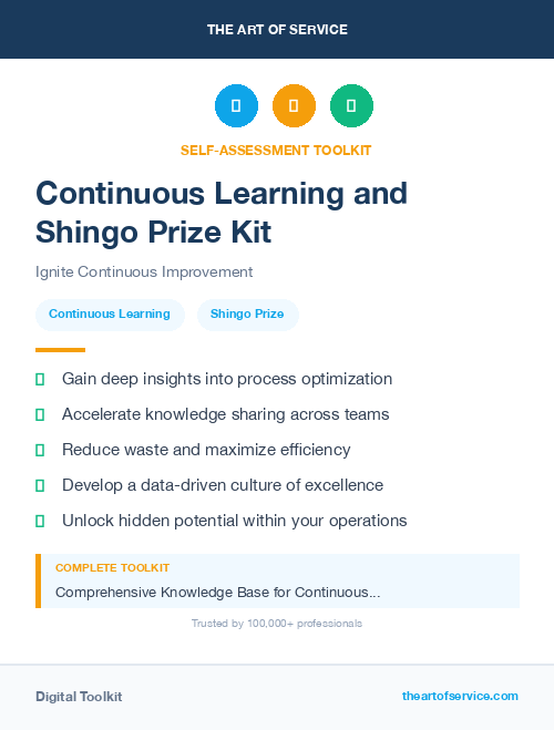 Continuous Learning and Shingo Prize Kit