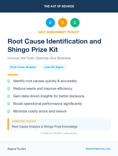Root Cause Identification and Shingo Prize Kit