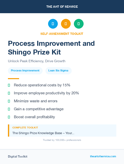 Process Improvement and Shingo Prize Kit
