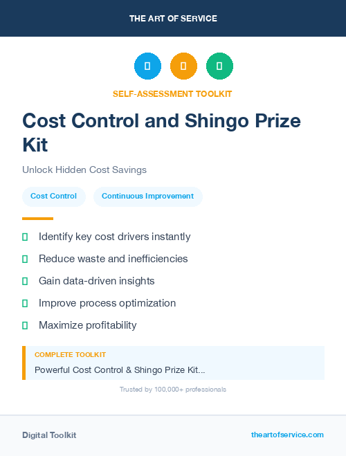 Cost Control and Shingo Prize Kit