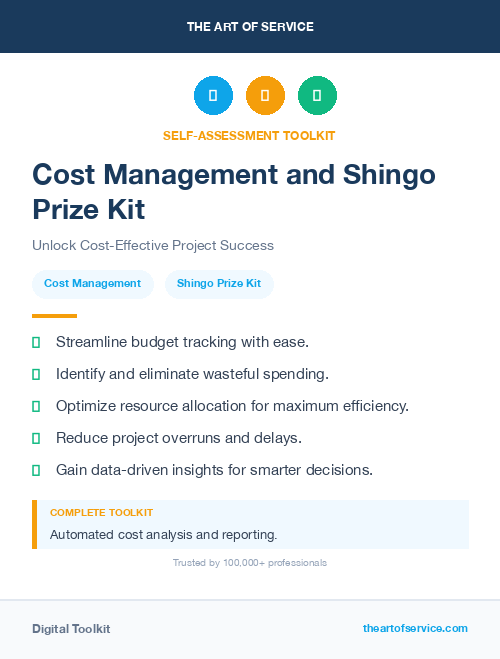 Cost Management and Shingo Prize Kit
