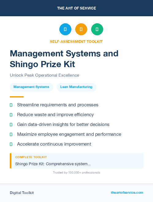 Management Systems and Shingo Prize Kit