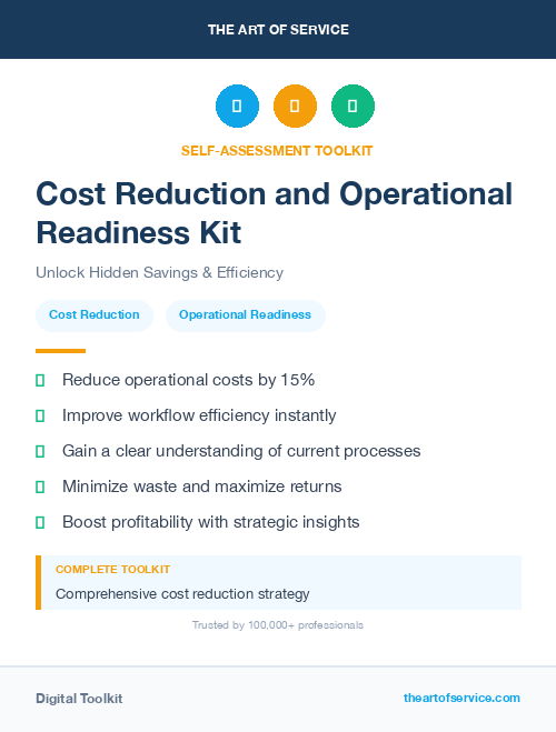 Cost Reduction and Operational Readiness Kit