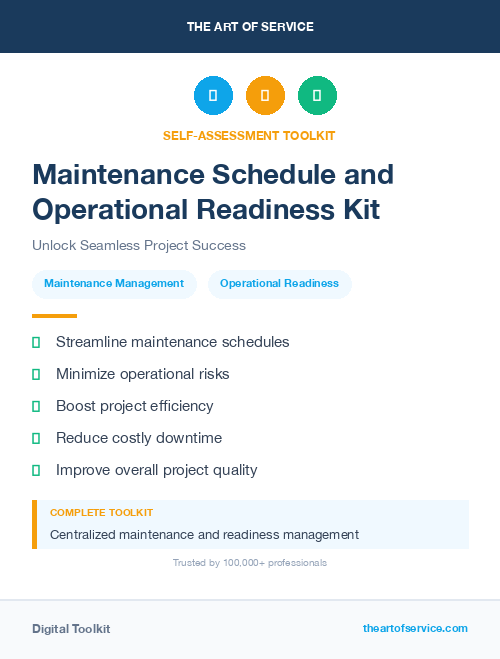 Maintenance Schedule and Operational Readiness Kit