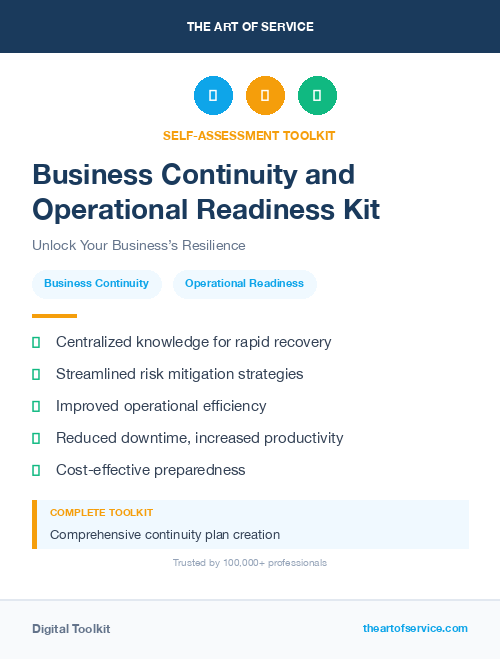Business Continuity and Operational Readiness Kit