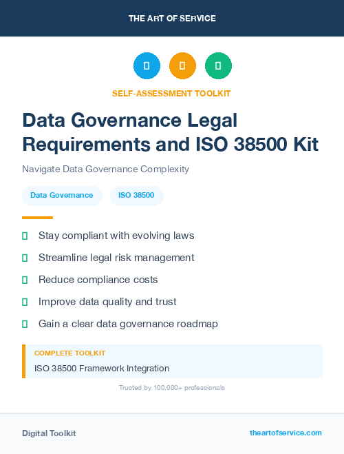 Data Governance Legal Requirements and ISO 38500 Kit