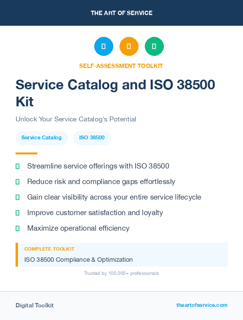 Service Catalog and ISO 38500 Kit
