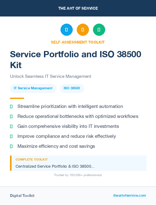 Service Portfolio and ISO 38500 Kit