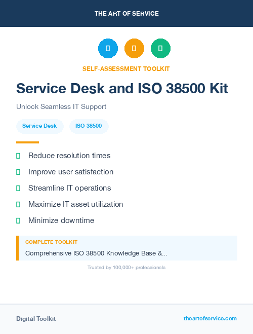 Service Desk and ISO 38500 Kit
