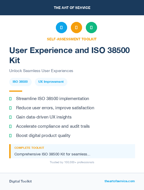 User Experience and ISO 38500 Kit