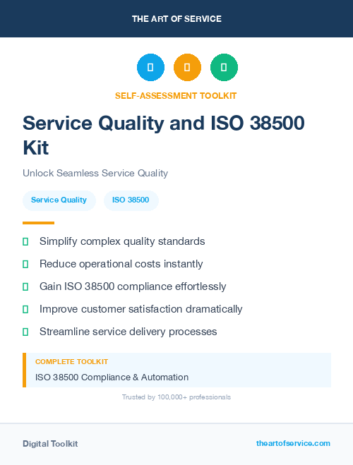 Service Quality and ISO 38500 Kit