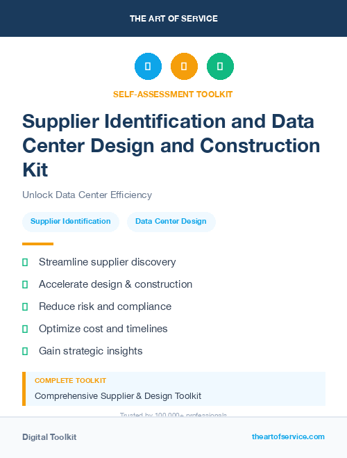 Supplier Identification and Data Center Design and Construction Kit