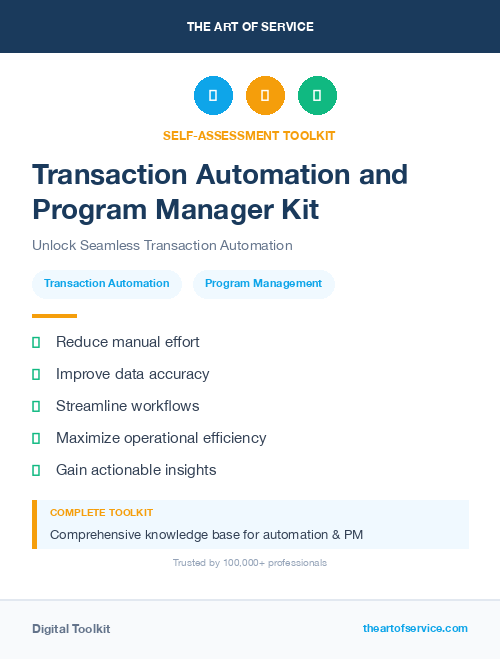 Transaction Automation and Program Manager Kit