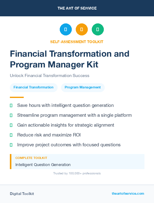 Financial Transformation and Program Manager Kit