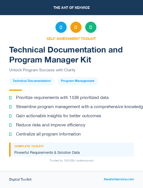 Technical Documentation and Program Manager Kit