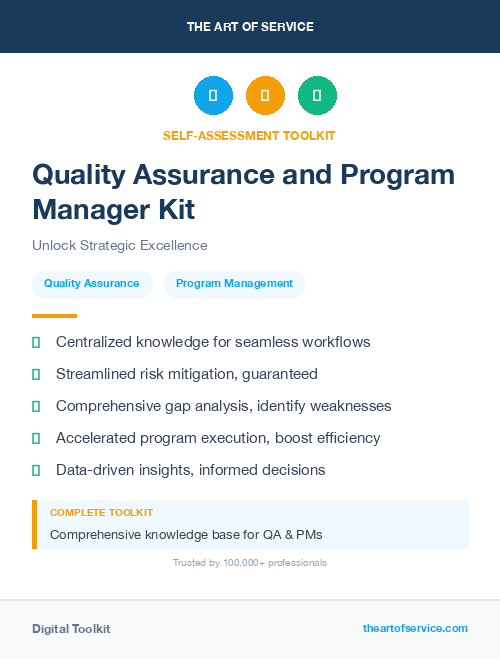 Quality Assurance and Program Manager Kit