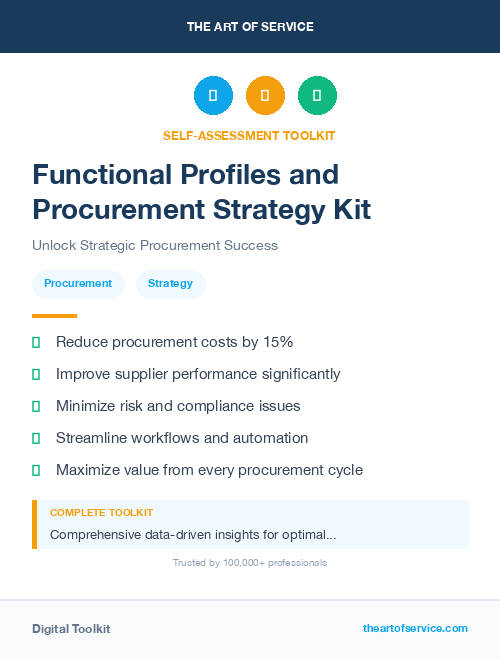 Functional Profiles and Procurement Strategy Kit