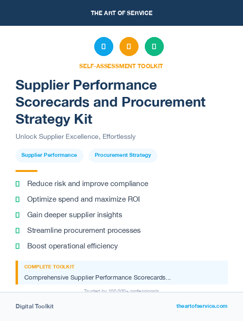Supplier Performance Scorecards and Procurement Strategy Kit