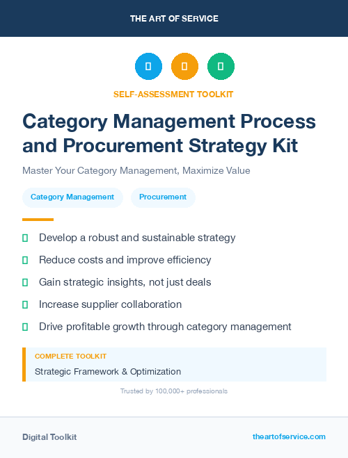 Category Management Process and Procurement Strategy Kit