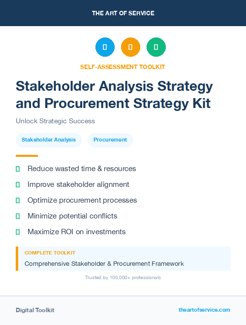 Stakeholder Analysis Strategy and Procurement Strategy Kit