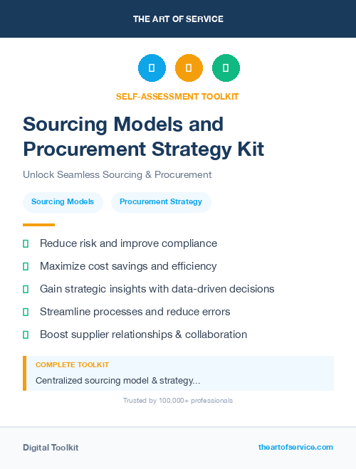 Sourcing Models and Procurement Strategy Kit