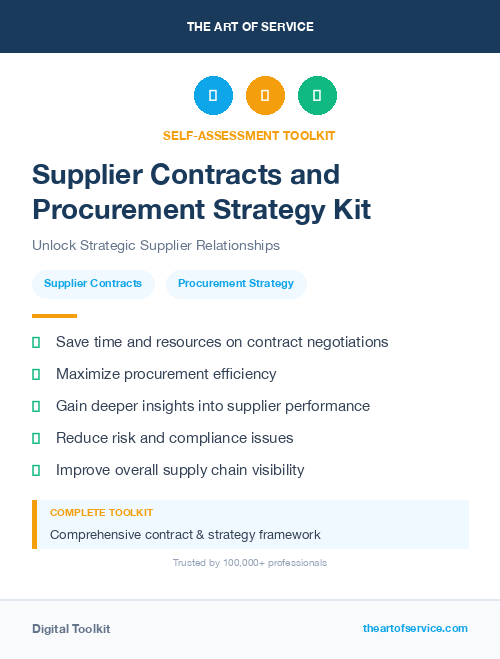Supplier Contracts and Procurement Strategy Kit
